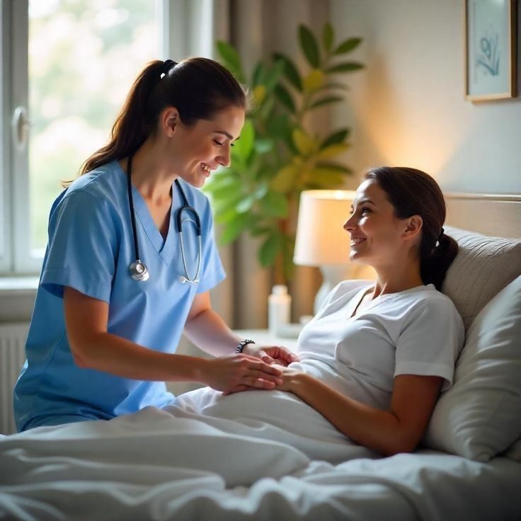 Nurse caring for a patient at home